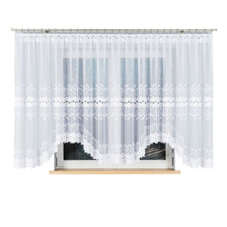 BASTIA - Firanka gotowa żakardowa z podcięciem na dole - 500x160 cm - kolor biały