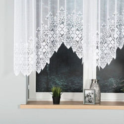 NADIA - Firanka gotowa żakardowa z podcięciem na dole - 300x130 cm - kolor biały