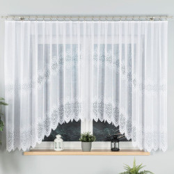 VIOLETTA - Firanka gotowa żakardowa z podcięciem na dole - 400x160 cm - kolor biały