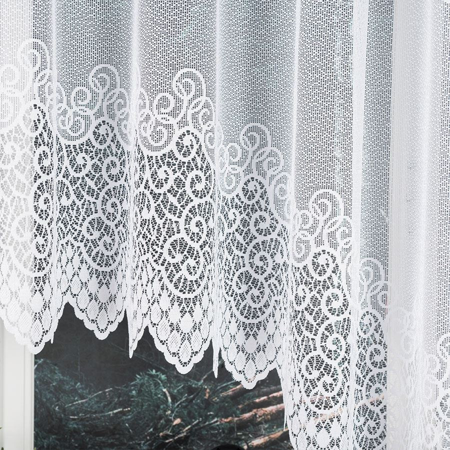 VIOLETTA - Firanka gotowa żakardowa z podcięciem na dole - 400x160 cm - kolor biały