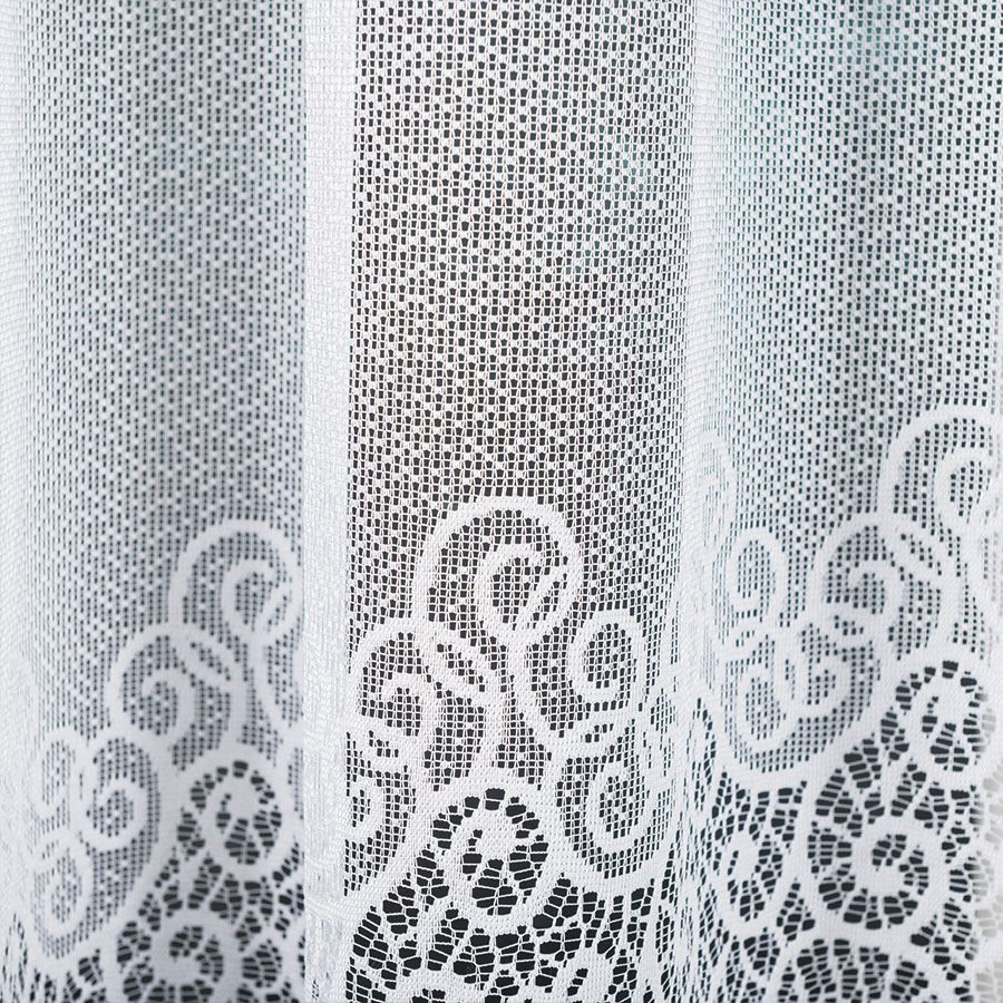 VIOLETTA - Firanka gotowa żakardowa z podcięciem na dole - 400x160 cm - kolor biały