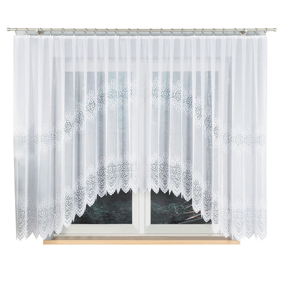 VIOLETTA - Firanka gotowa żakardowa z podcięciem na dole - 400x160 cm - kolor biały