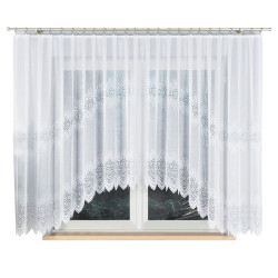 VIOLETTA - Firanka gotowa żakardowa z podcięciem na dole - 400x160 cm - kolor biały