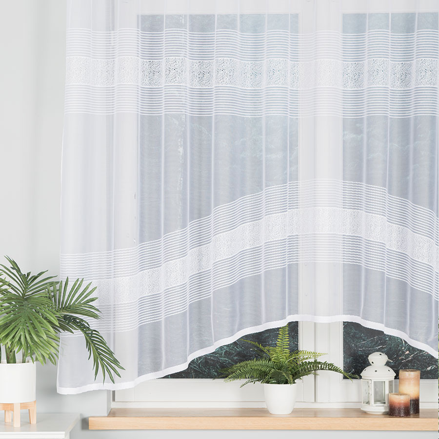 KLAUDYNA - Firanka gotowa żakardowa z podcięciem na dole - 300x160 cm - kolor biały