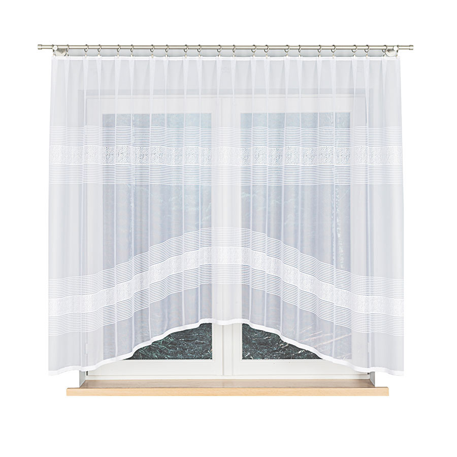 KLAUDYNA - Firanka gotowa żakardowa z podcięciem na dole - 300x160 cm - kolor biały