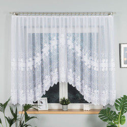 JOWITA - Firanka gotowa żakardowa z podcięciem na dole - 400x150 cm - kolor biały