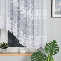 JOWITA - Firanka gotowa żakardowa z podcięciem na dole - 400x150 cm - kolor biały