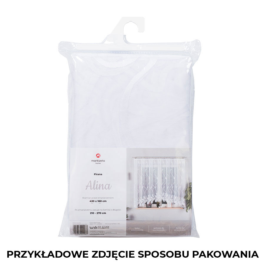 SONIA - Firanka gotowa żakardowa z podcięciem na dole - 550x160 cm - kolor biały
