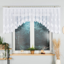 NORA - Firanka gotowa żakardowa z podcięciem na dole - 400x90 cm - kolor biały