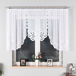 EWELINA - Firanka gotowa żakardowa z podcięciem na dole - 300x120 cm - kolor biały