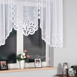 EWELINA - Firanka gotowa żakardowa z podcięciem na dole - 300x120 cm - kolor biały