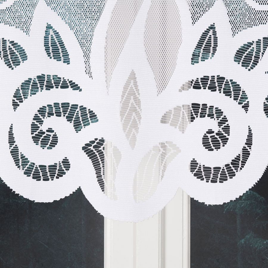 EWELINA - Firanka gotowa żakardowa z podcięciem na dole - 300x120 cm - kolor biały