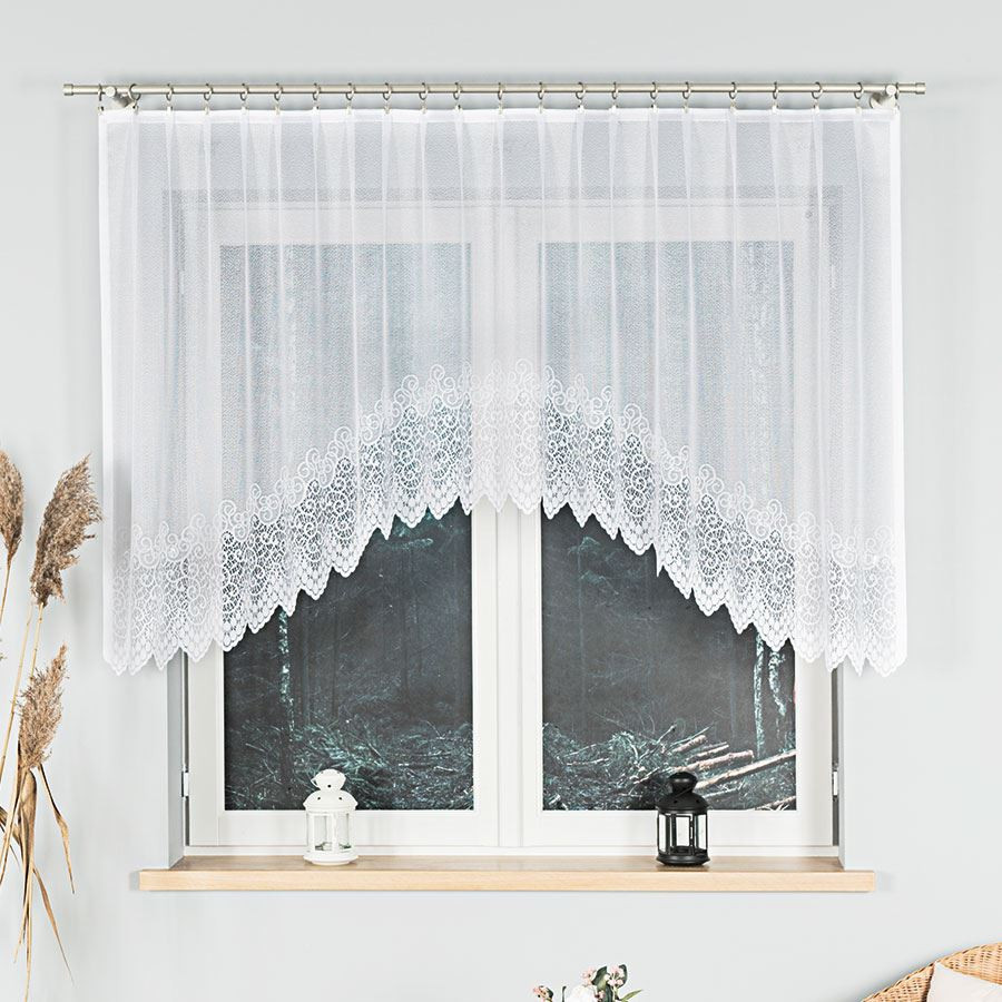 VIOLETTA · firanka gotowa z podcięciem · biała · klasyczny wzór · 250x120 cm