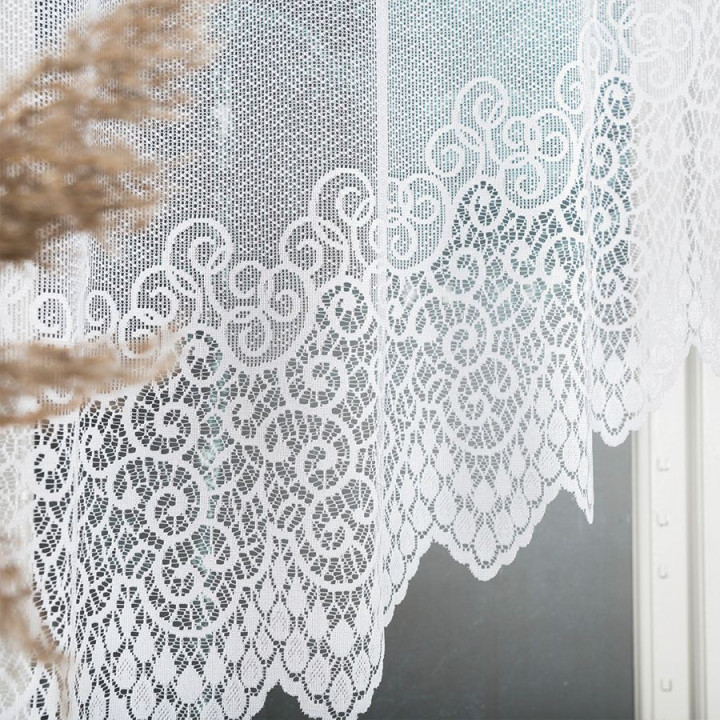 VIOLETTA · firanka gotowa z podcięciem · biała · klasyczny wzór · 250x120 cm