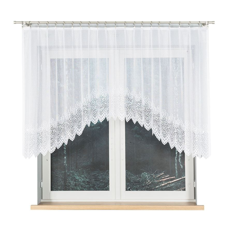 VIOLETTA · firanka gotowa z podcięciem · biała · klasyczny wzór · 250x120 cm