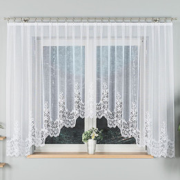 BERENIKA - Firanka gotowa żakardowa z podcięciem na dole - 400x160 cm - kolor biały