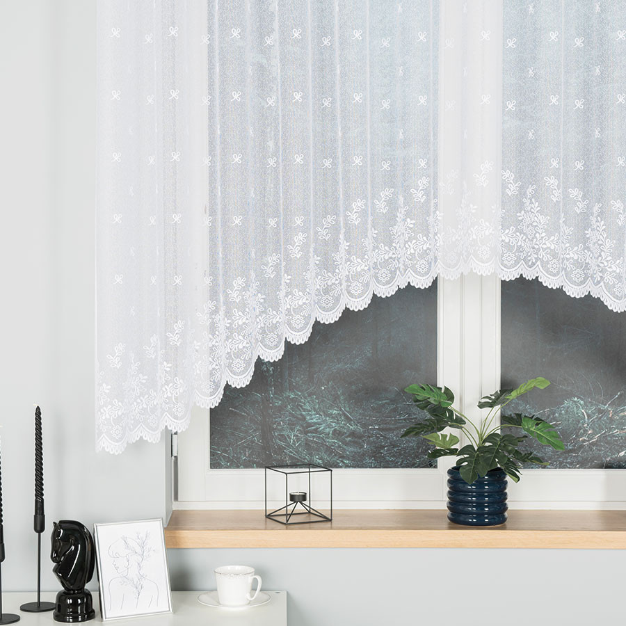 KAROLINA · firanka gotowa · biała · klasyczny wzór · 300x140