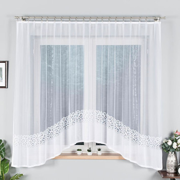 DANIELA · firanka gotowa z podcięciem · biała · klasyczny wzór · 300x170