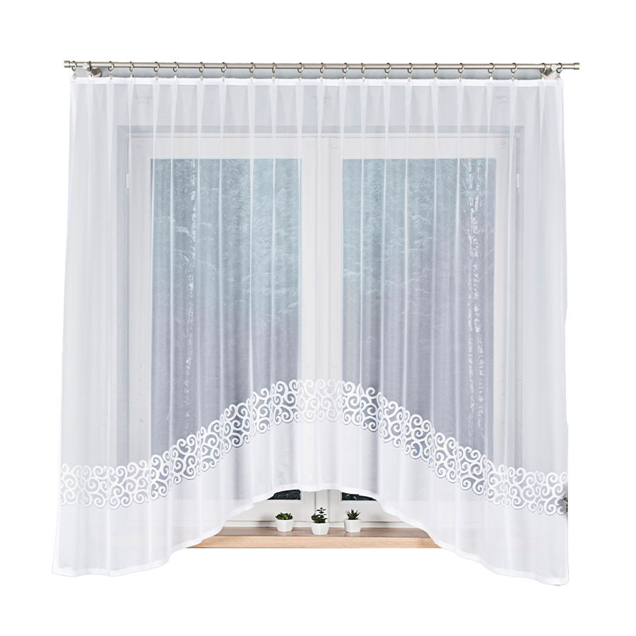 DANIELA · firanka gotowa z podcięciem · biała · klasyczny wzór · 300x170