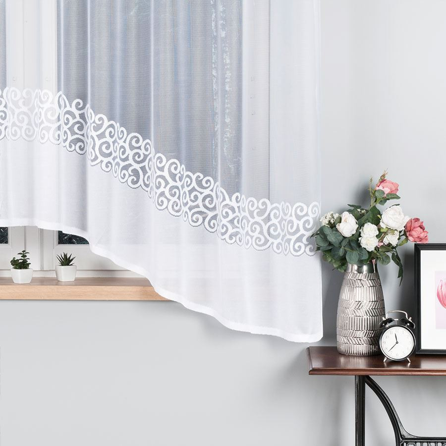 DANIELA · firanka gotowa z podcięciem · biała · klasyczny wzór · 300x170
