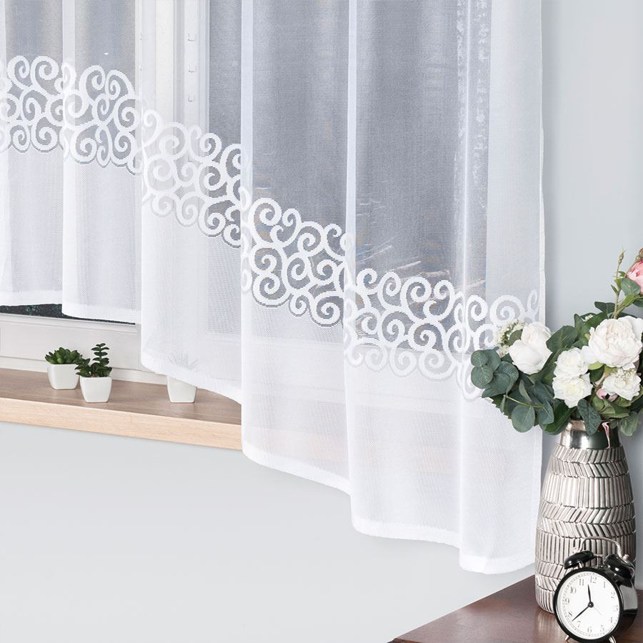 DANIELA · firanka gotowa z podcięciem · biała · klasyczny wzór · 300x170