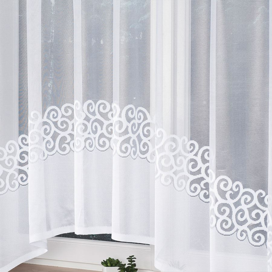 DANIELA · firanka gotowa z podcięciem · biała · klasyczny wzór · 300x170