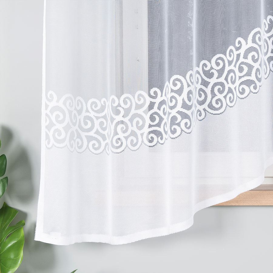 DANIELA · firanka gotowa z podcięciem · biała · klasyczny wzór · 300x170