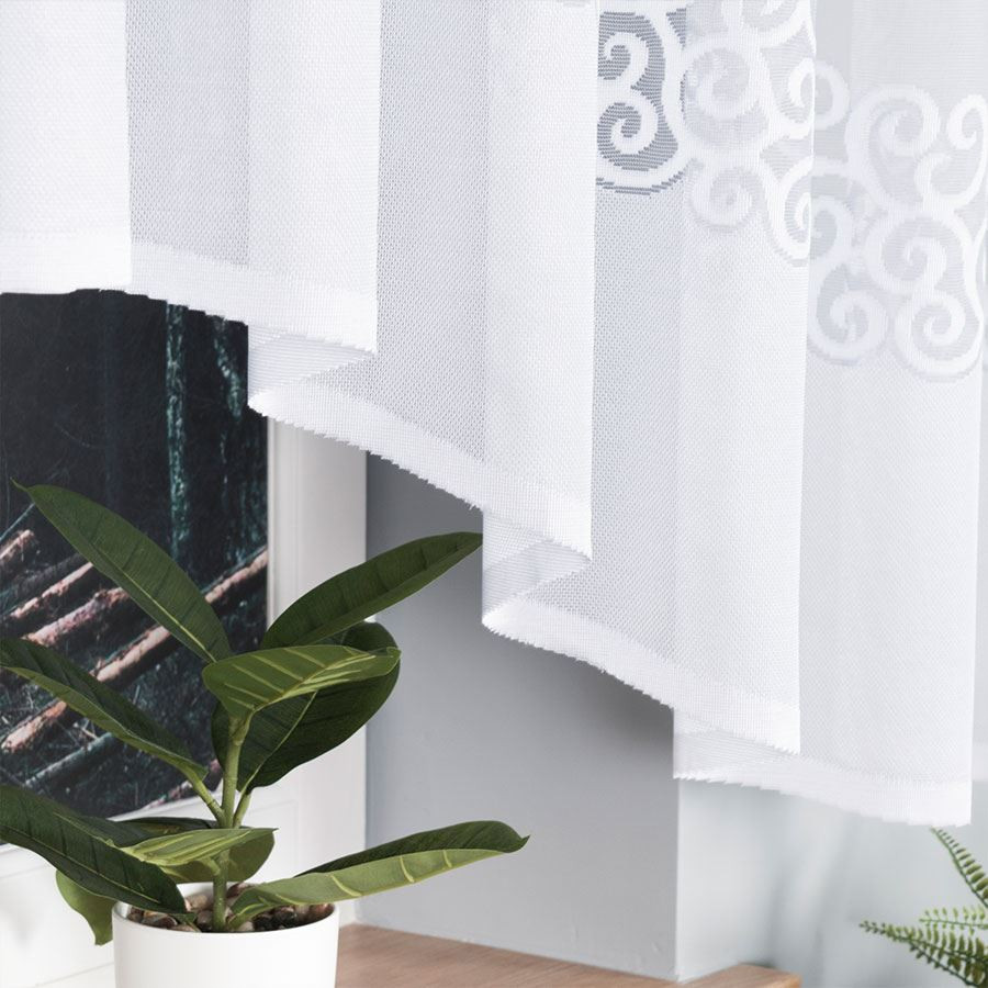 DANIELA · firanka gotowa z podcięciem · biała · klasyczny wzór · 300x170