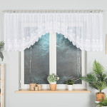 JOWITA - Firanka gotowa żakardowa z podcięciem na dole - 400x80 cm - kolor biały