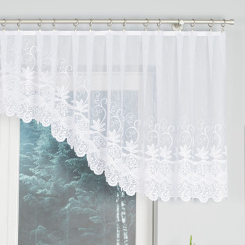 JOWITA - Firanka gotowa żakardowa z podcięciem na dole - 400x80 cm - kolor biały 2