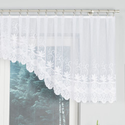 JOWITA - Firanka gotowa żakardowa z podcięciem na dole - 400x80 cm - kolor biały