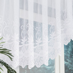 JOWITA - Firanka gotowa żakardowa z podcięciem na dole - 400x80 cm - kolor biały