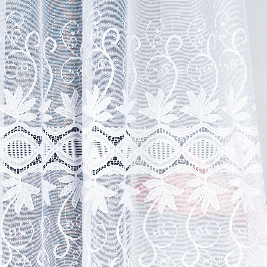 JOWITA - Firanka gotowa żakardowa z podcięciem na dole - 400x80 cm - kolor biały