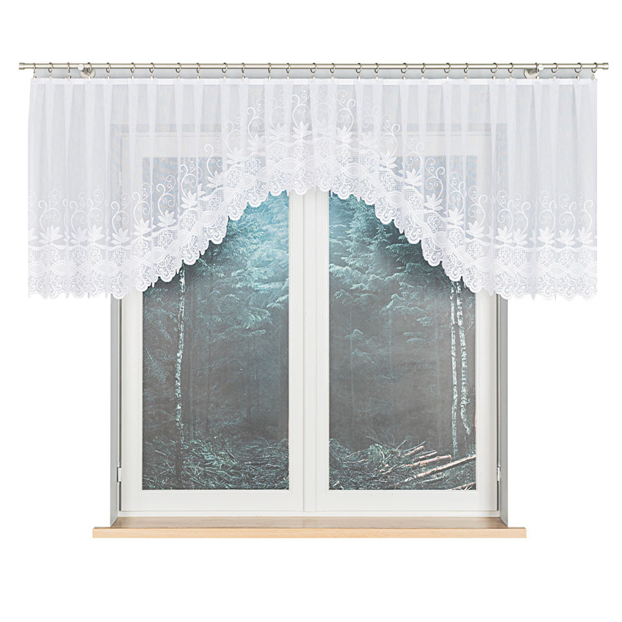 JOWITA - Firanka gotowa żakardowa z podcięciem na dole - 400x80 cm - kolor biały