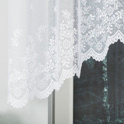 KAROLINA - Firanka gotowa żakardowa z podcięciem na dole - 300x120 cm - kolor biały