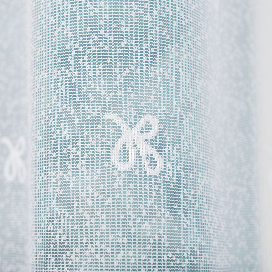 KAROLINA - Firanka gotowa żakardowa z podcięciem na dole - 300x120 cm - kolor biały