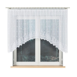 KAROLINA - Firanka gotowa żakardowa z podcięciem na dole - 300x120 cm - kolor biały