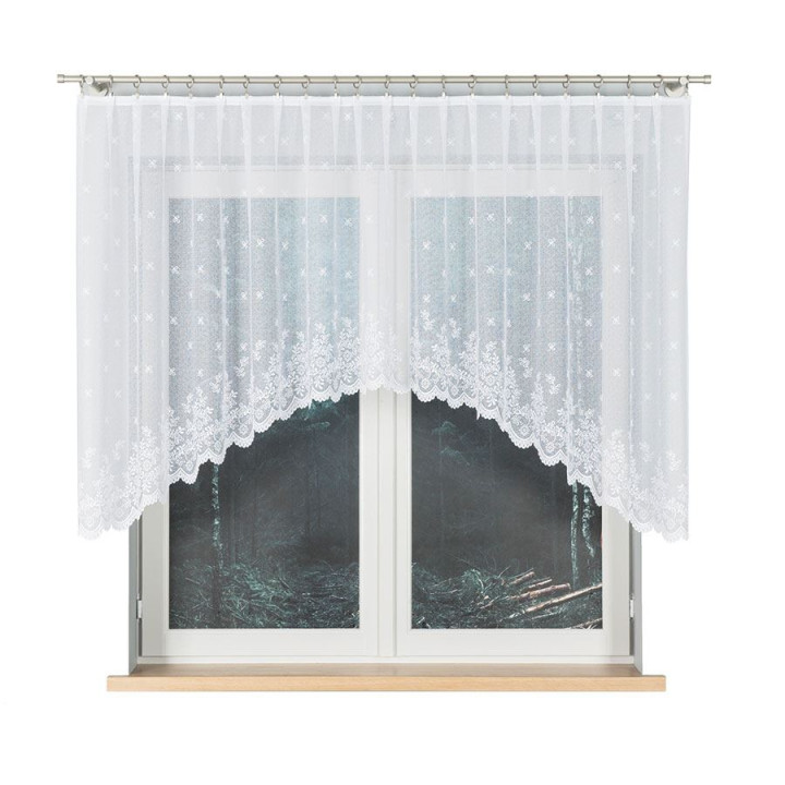 KAROLINA - Firanka gotowa żakardowa z podcięciem na dole - 300x120 cm - kolor biały