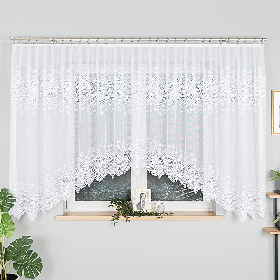CELINA · Firanka gotowa żakardowa z podcięciem na dole · 500x160 cm · kolor biały