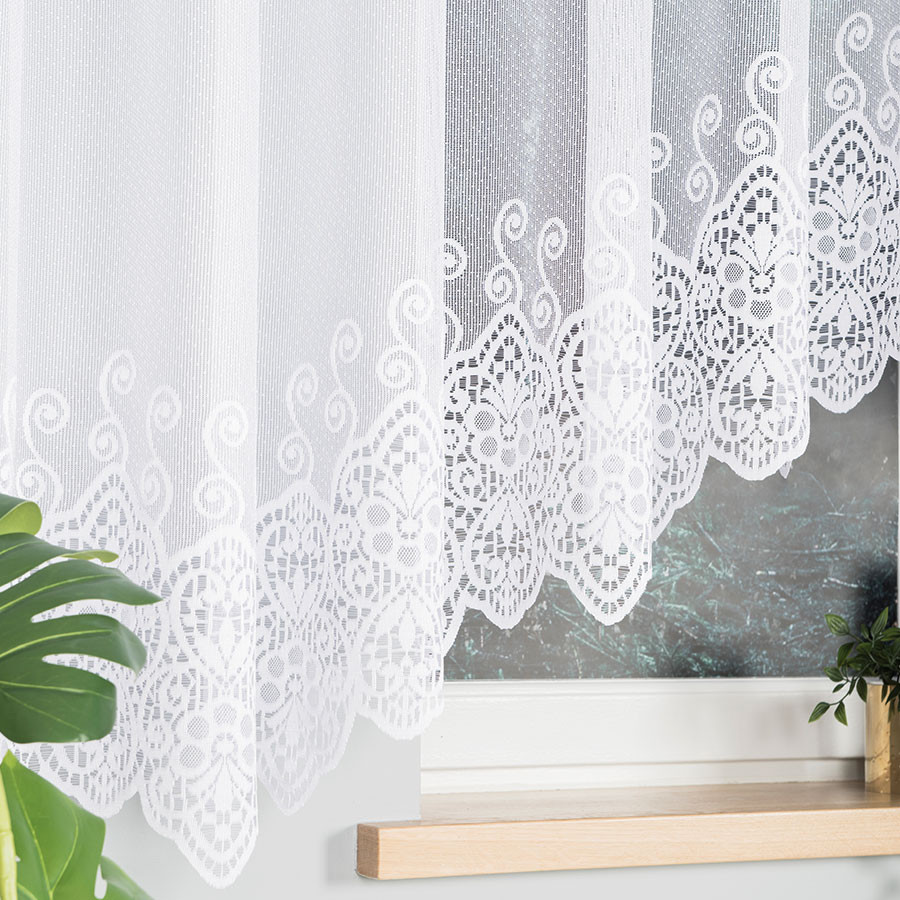 CELINA · Firanka gotowa żakardowa z podcięciem na dole · 500x160 cm · kolor biały