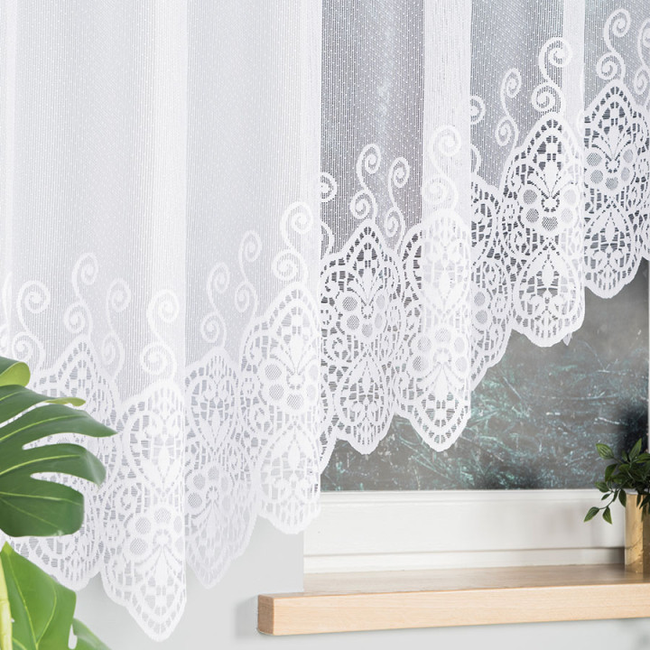 CELINA · Firanka gotowa żakardowa z podcięciem na dole · 500x160 cm · kolor biały