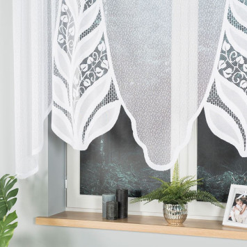 MELANIA - Firanka gotowa żakardowa z podcięciem na dole - 250x140 cm - kolor biały 2