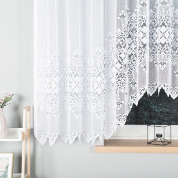 NADIA - Firanka gotowa żakardowa z podcięciem na dole - 500x160 cm - kolor biały 2