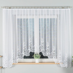 BERENIKA - Firanka gotowa żakardowa z podcięciem na dole - 400x170 cm - kolor biały