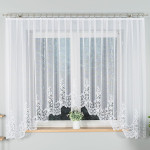 BERENIKA - Firanka gotowa żakardowa z podcięciem na dole - 400x170 cm - kolor biały