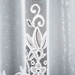 BERENIKA - Firanka gotowa żakardowa z podcięciem na dole - 400x170 cm - kolor biały