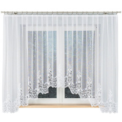 BERENIKA - Firanka gotowa żakardowa z podcięciem na dole - 400x170 cm - kolor biały