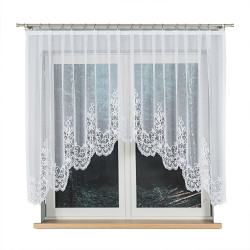 BERENIKA - Firanka gotowa żakardowa z podcięciem na dole - 300x140 cm - kolor biały