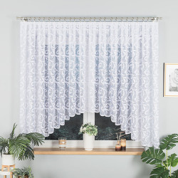 LEOKADIA · firanka gotowa z podcięciem · biała · ornamenty · 400x155