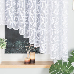 LEOKADIA · firanka gotowa z podcięciem · biała · ornamenty · 400x155